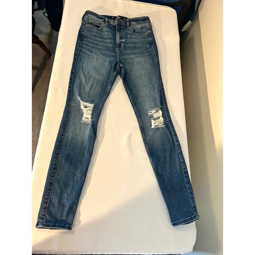 Hollister Ultra High-Rise Super Skinny Distressed Jeans Blue W28 L28 Size 7R